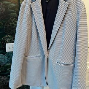 Ann Taylor Navy and White Striped Blazer